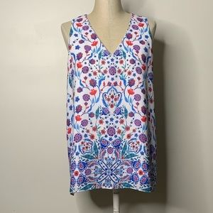 NWOT Adrienne Vittadini Floral Pattern Sleeveless Blouse - Size L